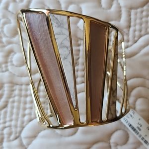 Alexis Bittar Lucite Pink Gold Open Bangle
